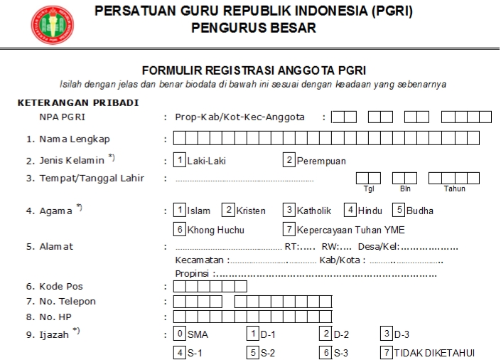 Pendaftaran PGRI Sorong Selatan - Persatuan Guru Republik Indonesia Cabang Sorong Selatan